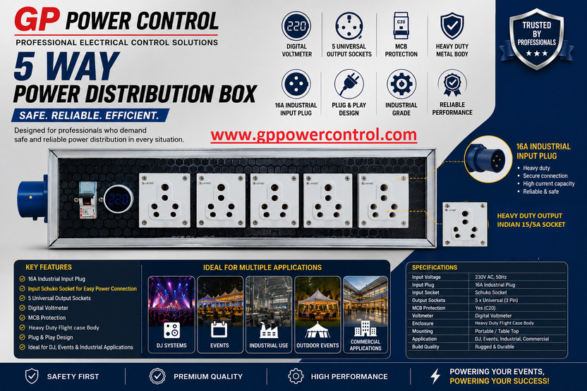 GpPowerControl GpPowerControl 5 SOCKET FLIGHTCASE Distribution Board - Flipkart Deal