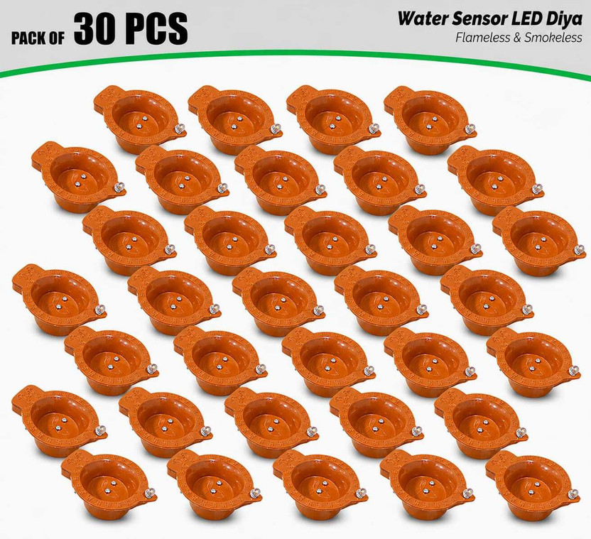 Spstar Water led sensor diya for pooja set Plastic (Pack of 30) Table Diya(Height: 1.5 inch)