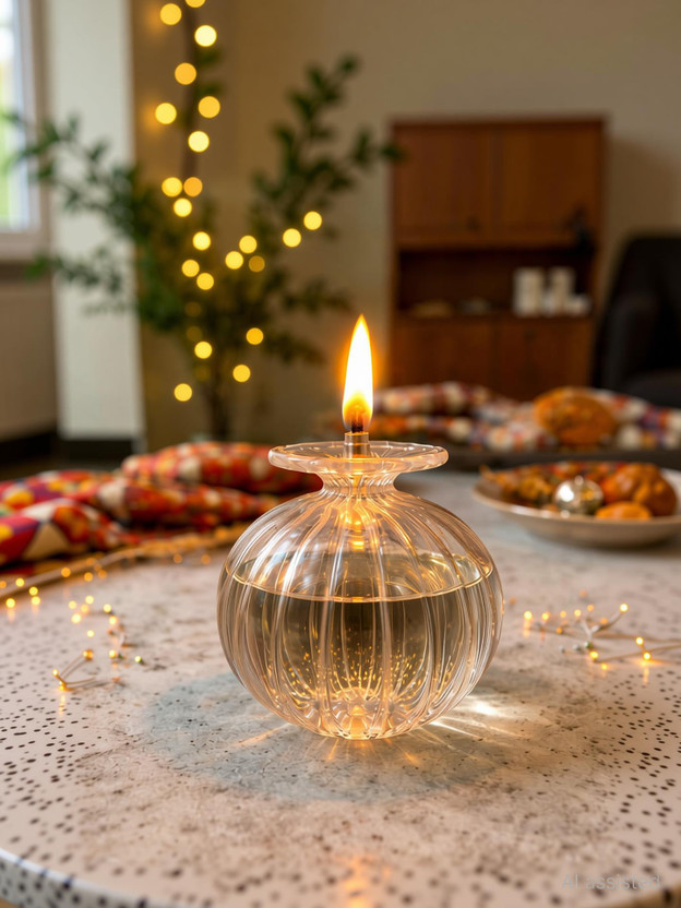 NISHIV Modak Diya Luxury Glass Oil Lamp- Heat Resistant / Mandir Decoration Glass Table Diya(Height: 2.5 inch)