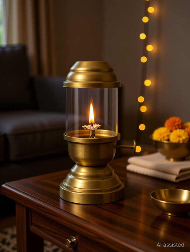 sura hub Iron Table Diya(Height: 7 inch)