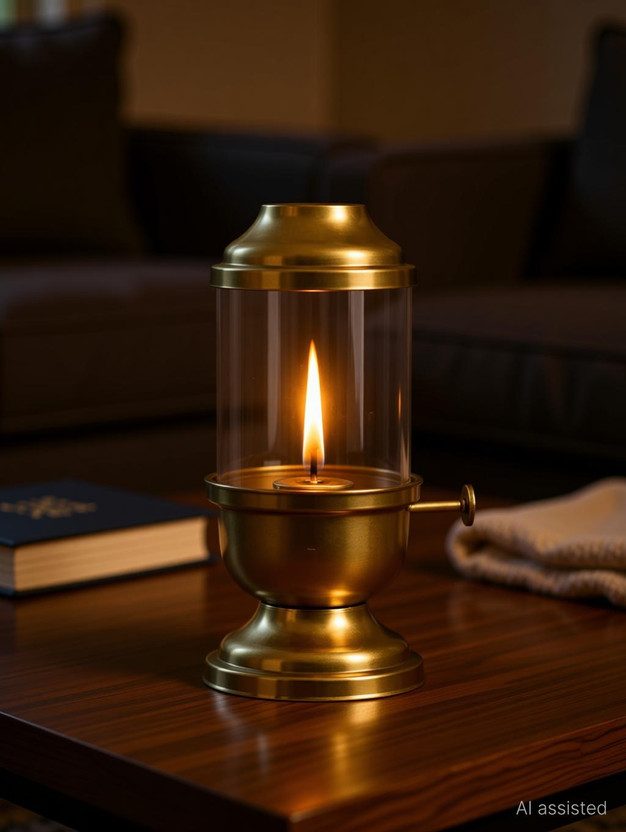 Sepreta Akhand Jyot Diya with Adjustable Knob, 75ml (Small, 18 Hrs Burn) Iron Table Diya(Height: 15.3 cm)