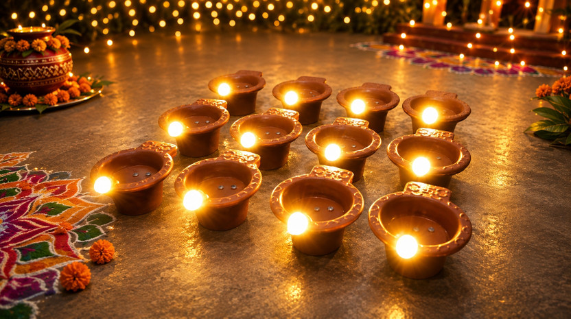 Spstar Water sensor LED Diya P 12 Plastic (Pack of 12) Table Diya Set(Height: 3 inch)