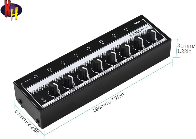 KH HA800 Headphone Amplifier Audio Amp Ultra Compact 8 Channels Mini Audio Stereo Wired DJ Controller