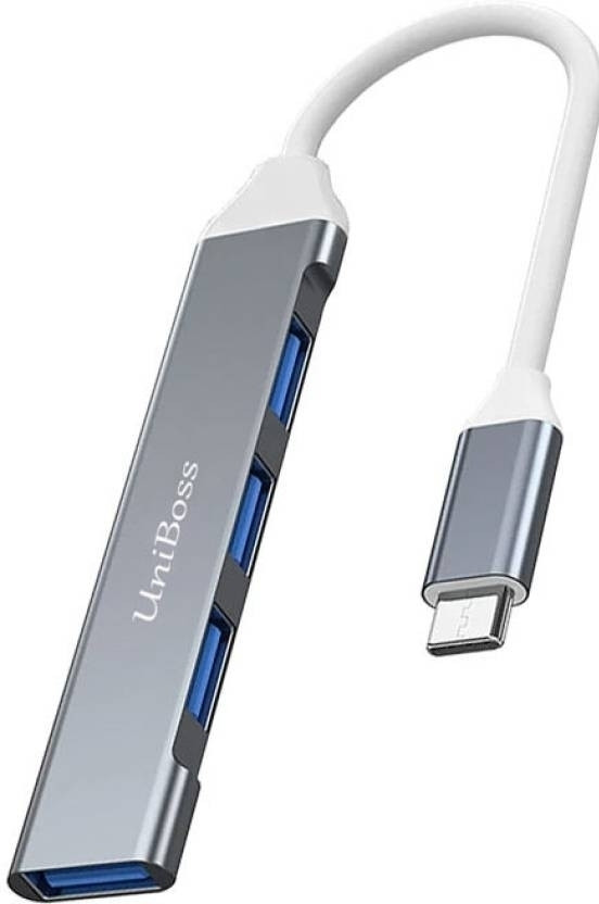 UniBoss 4 Ports Type C Hub For Tablets, Smartphones, Laptops Type C USB Hub Type C USB Hub(Grey)