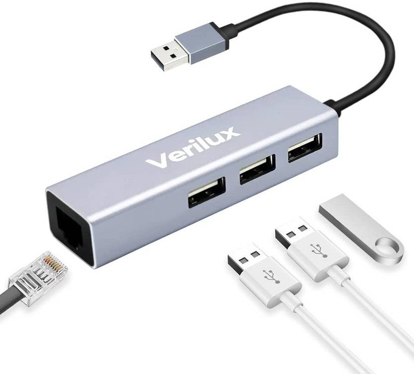 Verilux USB Hub,USB Hub for Laptop, 10/100Mbps USB Adapter