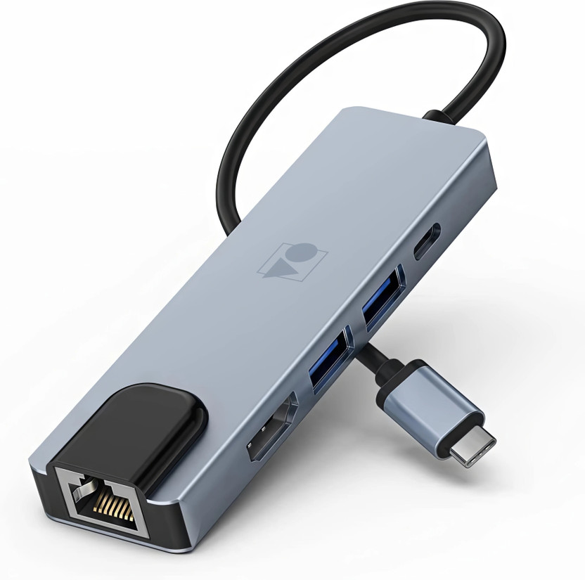 vOnline 5-in-1 Type C, RJ45, HDMI, USB 3.0/2.0, PD Hub-C-5-EHUUC Docking Station(Color-Metallic Grey)