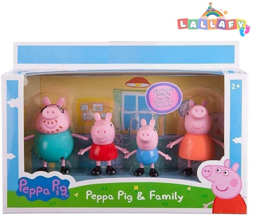 Lallafy Peppa Pig 4 Pcs Family Figure Set for Kids |(Multicolor)