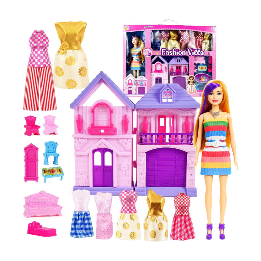manku manku Fashion Villa Princess Playset with Doll(Pink, Purple) - Flipkart Deal