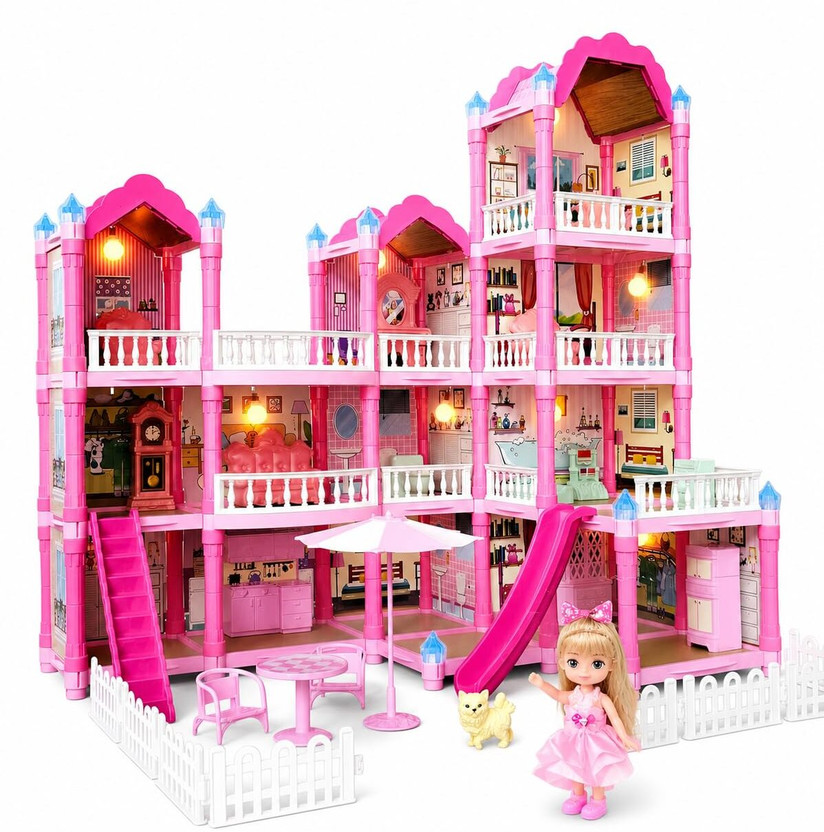 toiisweet vill doll house for kids|Playset DIY 3 Story Princess Dream Home 296 PCS(Multicolor)