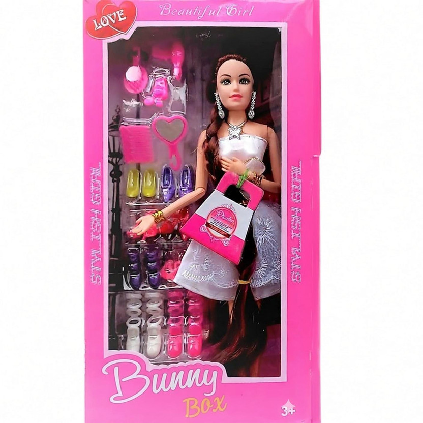 BUNNY BOX Beautiful Fashion Doll with Movable Hands & Legs, Doll Toy for Girls(Multicolor)