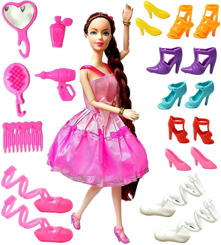 BKDT Marketing Doll Set with Moveable Arms & Legs for Girls with (Fashion Accessories)(Multicolor)