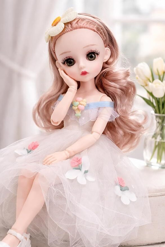 Maadi 12 Inch Fashion Girl Doll for Kids | Doll with Dress | Long Hair Beauty Doll Toy(White)