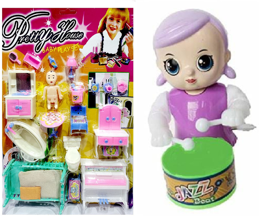PRV PRV TOYS Baby Playset Doll Portable Sets with Small House 20 Access Drummer Gift Kids Toy(Multicolor) - Flipkart Deal