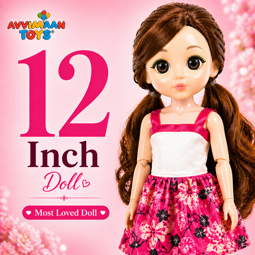 AVVIMAAN 12 Inch Poseable Fashion Doll with Stylish Dress(Multicolor)