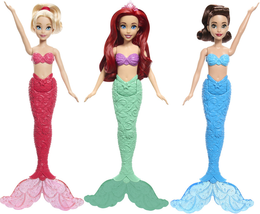 DISNEY Princess Ariel & Sisters Mermaid Fashion Doll 3-Pack with Glitter Fins(Multicolor)