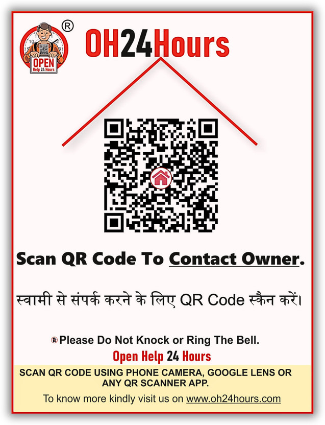 Open Help 24 Hours India's First, Smart Home Safety Door Tag - Helpful For Every Home Owner Door Hanger