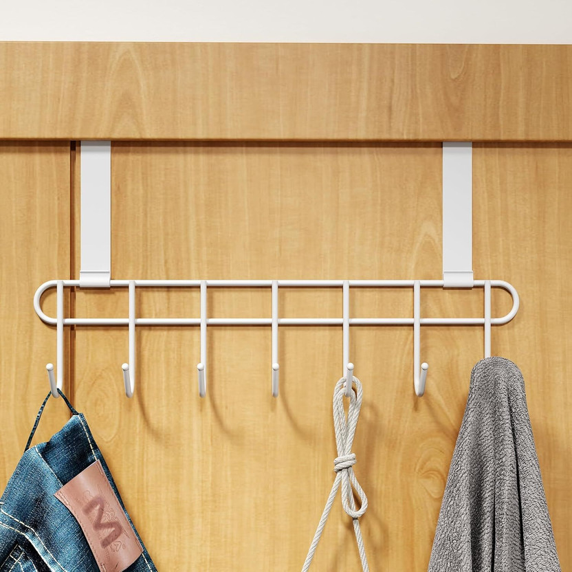 SmartMaison Drill Free Over the Door Hanger with 7 Hooks for Clothes, Kitchen Accessories Door Hanger