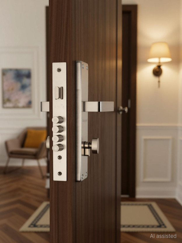 AMPEX Brass, Steel Glossy Door levers(Steel)