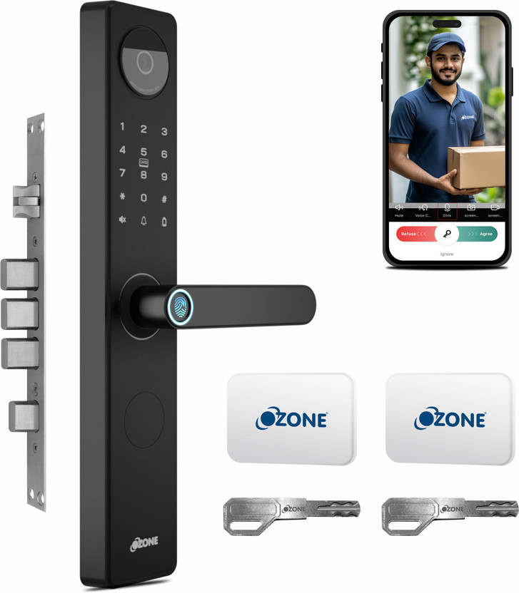 OZONE Aluminium Glossy Smart Lock(Black)