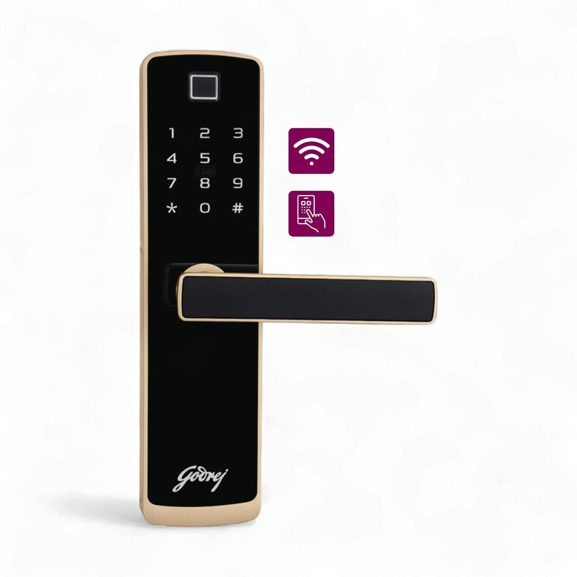 Godrej Locks Catus Connect I Digital Lock for Wooden Door | 5 in 1 Access I 3 Bolts Smart Door Lock(Brown)
