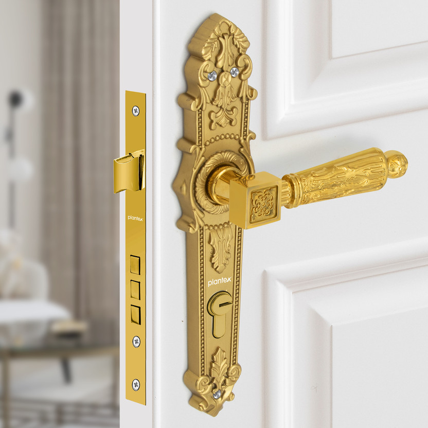 Plantex Brass, Zinc Alloy Glossy Handlesets(Gold)