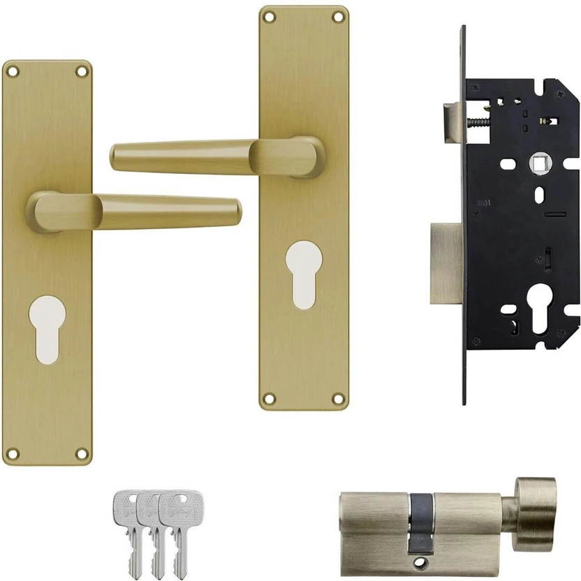 Godrej Locks Brass Luster Handlesets(Gold)
