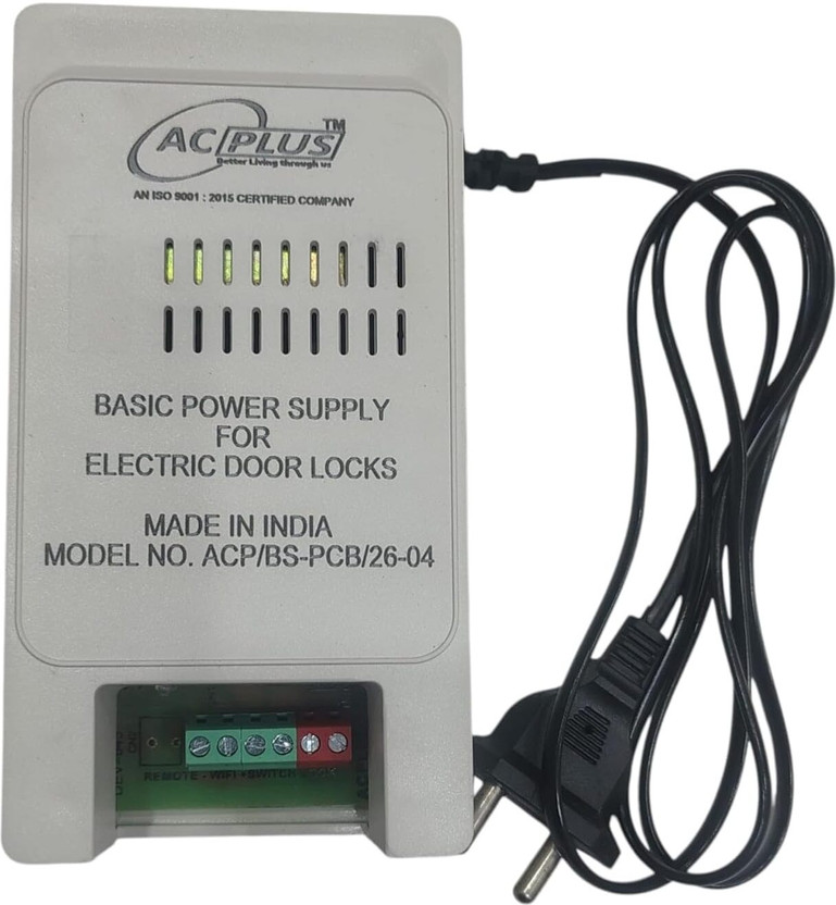 AC Plus Power Supply | Operates Electronic Door Lock by Switch | Compatible with Access Control Systems | Reliable Security Door Lock Smart Door Lock(White)