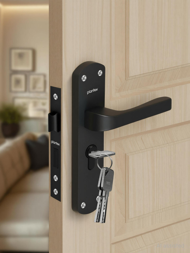 Plantex Brass, Zinc Alloy Glossy Handlesets(Black)