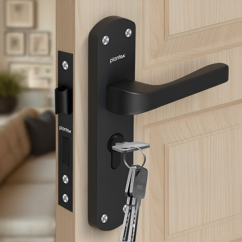Plantex Brass, Zinc Alloy Glossy Handlesets(Black)