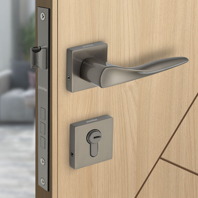 Plantex Brass, Zinc Alloy Glossy Handlesets(Grey)