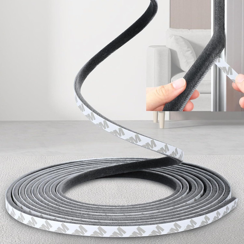 HASTHIP 10 Meters Soundproof Window Sealing Strips,Windproof Dustproof Door Window Frame Seal Self Adhesive Brush Strip, Sliding Window Seal, Window Door Seal, Sliding Door Seal Strip (Grey) Window Door Seal, Sliding Door Seal Strip Door Mounted Door Stopper(Multicolor)