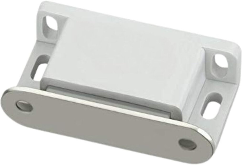 khodal Small White Magnetic Door Catch for Cupboard Wardrobe Hardware 1 Door Mounted Door Stopper(White)
