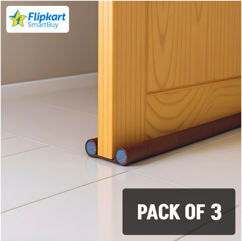Flipkart SmartBuy (Pack of 3 ,39 inch )Door Guard Bottom Seal Strip Gap Filler , Noise Reduction Door Mounted Door Stopper(Brown)
