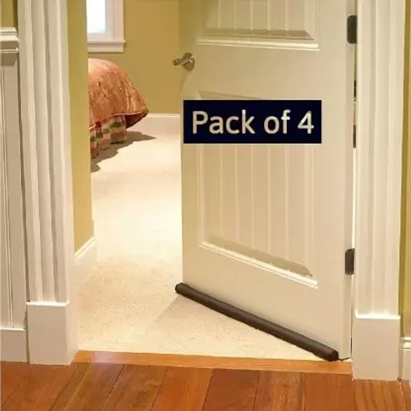 MAGICAL (Pack of 4, 37 Inch) Seal Twin Draught Draft Guard Closer Bottom Door Seal Twin Draught Draft Guard Door Closer Bottom Brown Sealing Strip Door Mounted Door Stopper(Brown)