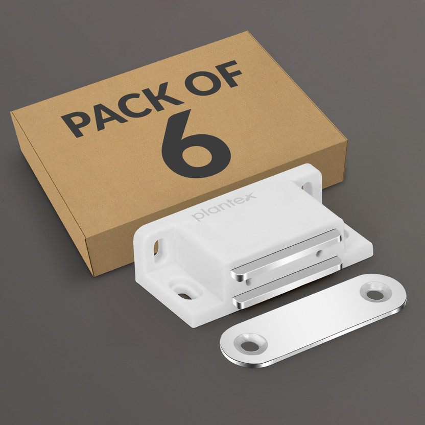 Plantex Door Catcher Magnet/Door Stopper/Drawer Magnet for Cabinet Main Door Hardware/Magnetic Catcher for Door (Pack of 6 ) Door Mounted Door Stopper(White)