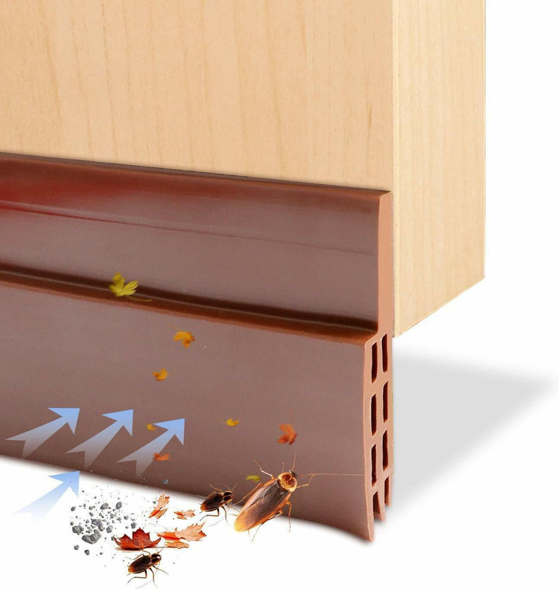 Bellveen Door Gap Sealing Strip, Dust Insulation Weather Stripping Strip Tape 1M Door Draft Stopper Adhesive Tape for Doors Windows and Shower Glass Gaps Door Mounted Door Stopper(Brown)