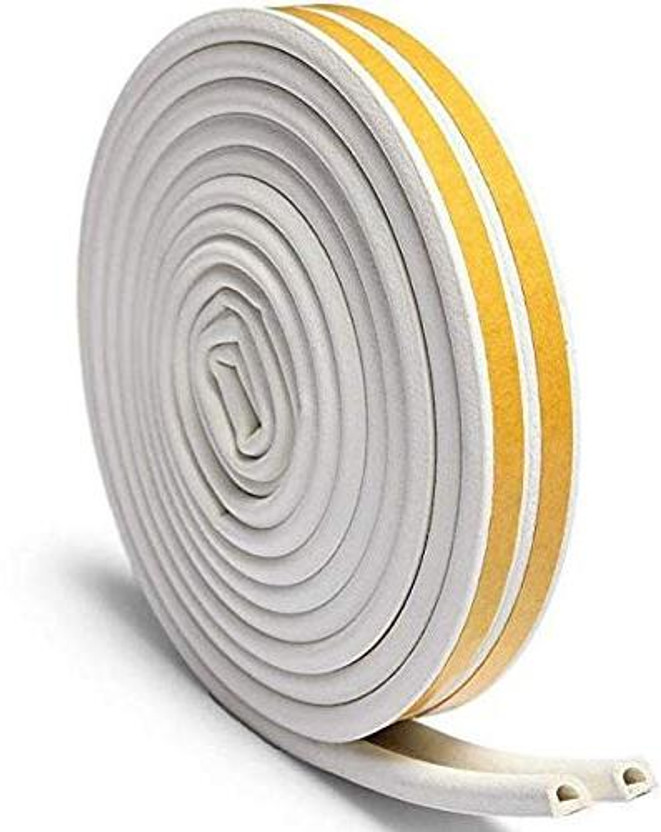 NISHIV Self-Adhesive 2x3=6m (19.68ft), D Shape,EPDM, Rubber Insulation, Weather Proof 600 cm Foam Tape(White, Yellow Pack of 1)