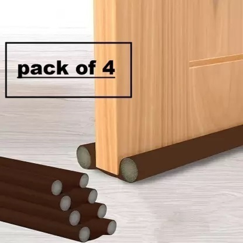MAGICAL ( Pack of 4 ) PVC Guard Gap Filler for Bottom Seal Strip Sound Proof Strip Guard Door Mounted Door Stopper(Brown)