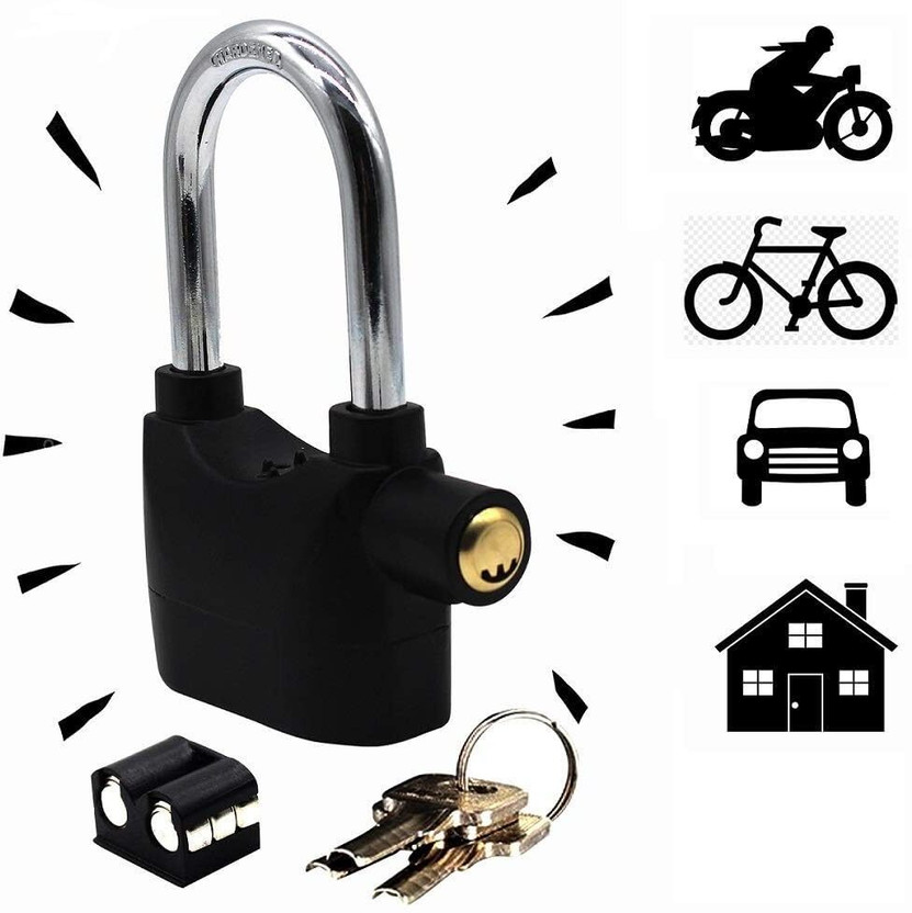 ETH Anti Theft Motion Sensor Siren 110DBA Security Lock for Universal Use Door Alarm Pad Lock for Home Safety, Bike, Bicycle | Waterproof Wheel Lock(Black)