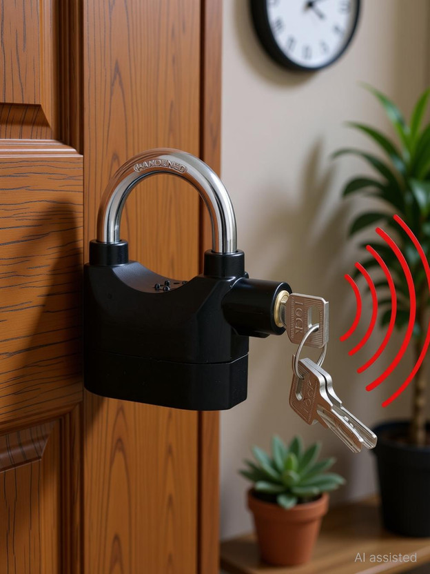 TINUMS Alarm Security Lock – with 3 Keys,Heavy Body for Bikes, Gates Door & Window Door Window Alarm(110DB)