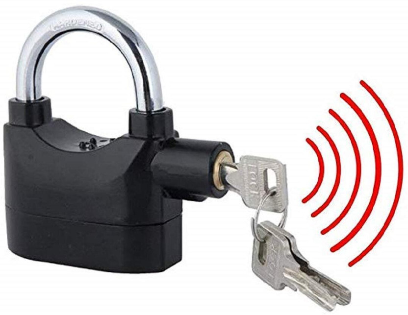 KAVANA Anti-theft Security Padlock Waterproof Siren Alarm Safety Lock Padlock(Black)