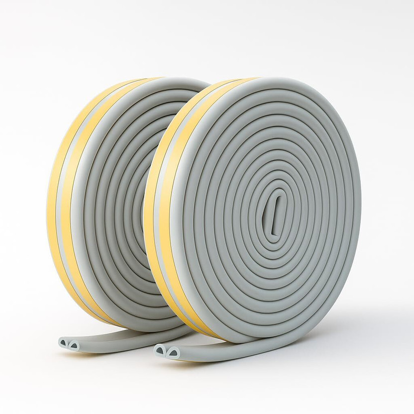 ELLOZIA Self-Adhesive Door Window Seal Strip 6m | Soundproof Anti-Collision Tape 6 m Foam Tape(Grey Pack of 2)