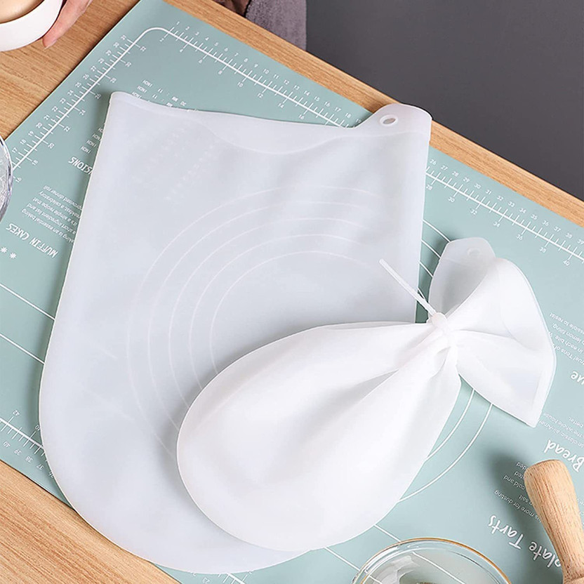 FEXMY Preservation Kneading Flour-Mixing Atta Dough Maker Bag for Bread, Pastry Silicone Detachable Dough Maker(White)