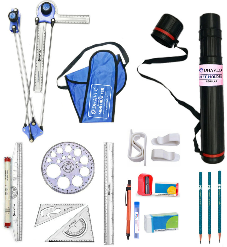 DHAVLO Mini Drafter Kit with Drawing Accessories for Engineering drawing Drafting Kit(Pack of 11)