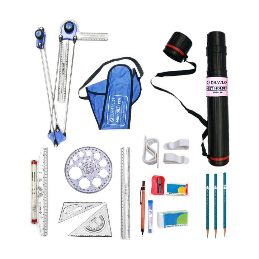 DHAVLO Mini Drafter Kit with Drawing Accessories for Engineering drawing Drafting Kit(Pack of 11)