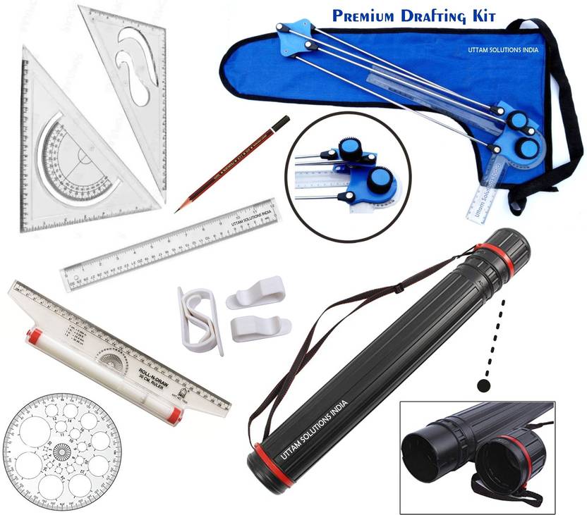 Uttam Mini drafter, sheet holder box, Roller scale, pro circle for