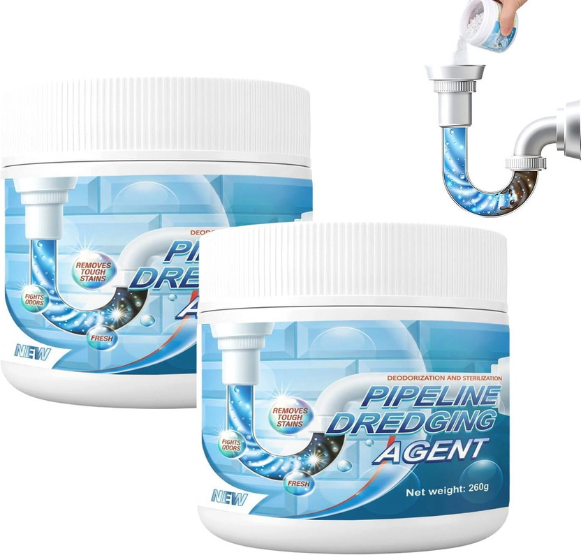 ALVIERRE Powerful Drain Opener Pipe Cleaner Liquid – Fast Acting SinkToilet Unclogger Powder Drain Opener(250 g, Pack of 2)