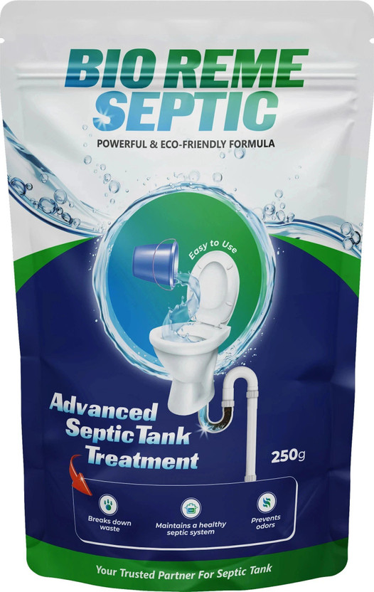 Bio Reme Septic Tank Cleaner Reduces Sludge Removes Odour Prevents Overflow Eco-Friendly Powder Drain Opener(250 g)