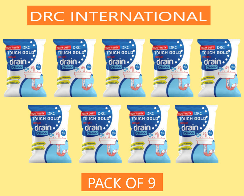 DRC_INTERNATIONAL Instant Drainage Block Remover Drain Cleaner Removes Clogs, Blockages in Sinks Powder Drain Opener(450 g, Pack of 9)