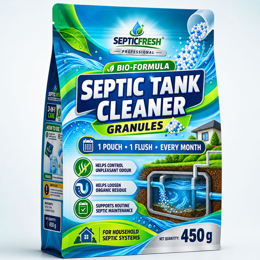 Septicfresh Professional Septic Tank Cleaner Granules Advanced Bio Formulae Powder Drain Opener(450 g)